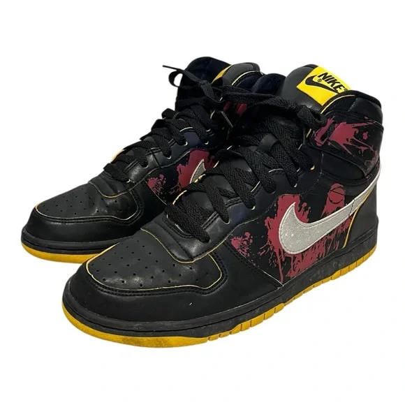 NikeBig High Black Silver Yellow KILL BILL Sneakers Hi Top Mens 8.5